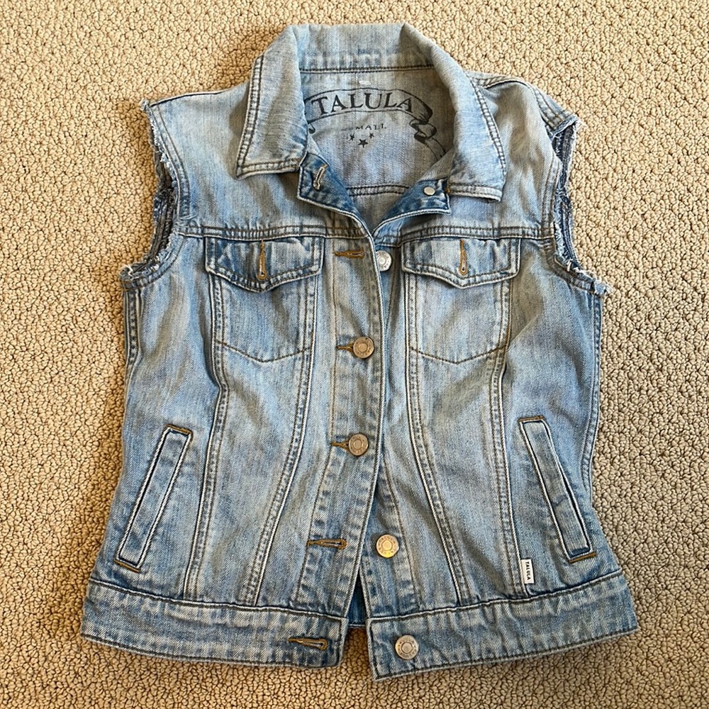 Talula Blue Cropped Denim Vest